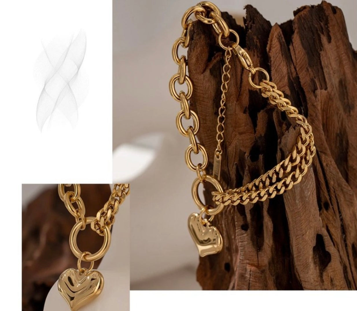 Savvy Cie 18K Plated Heart Bracelet