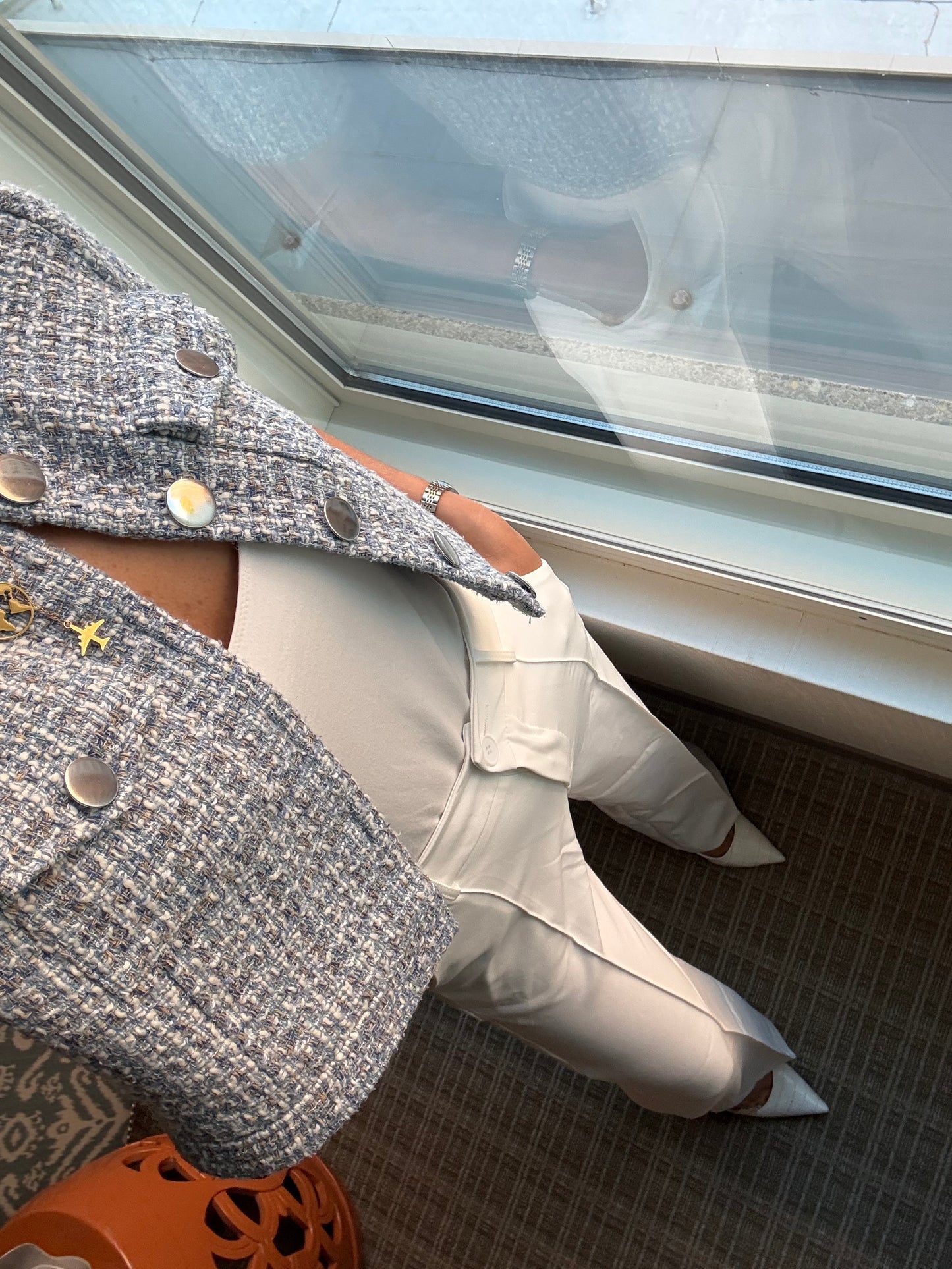 Short Sleeve Tweed Jacket Toccin