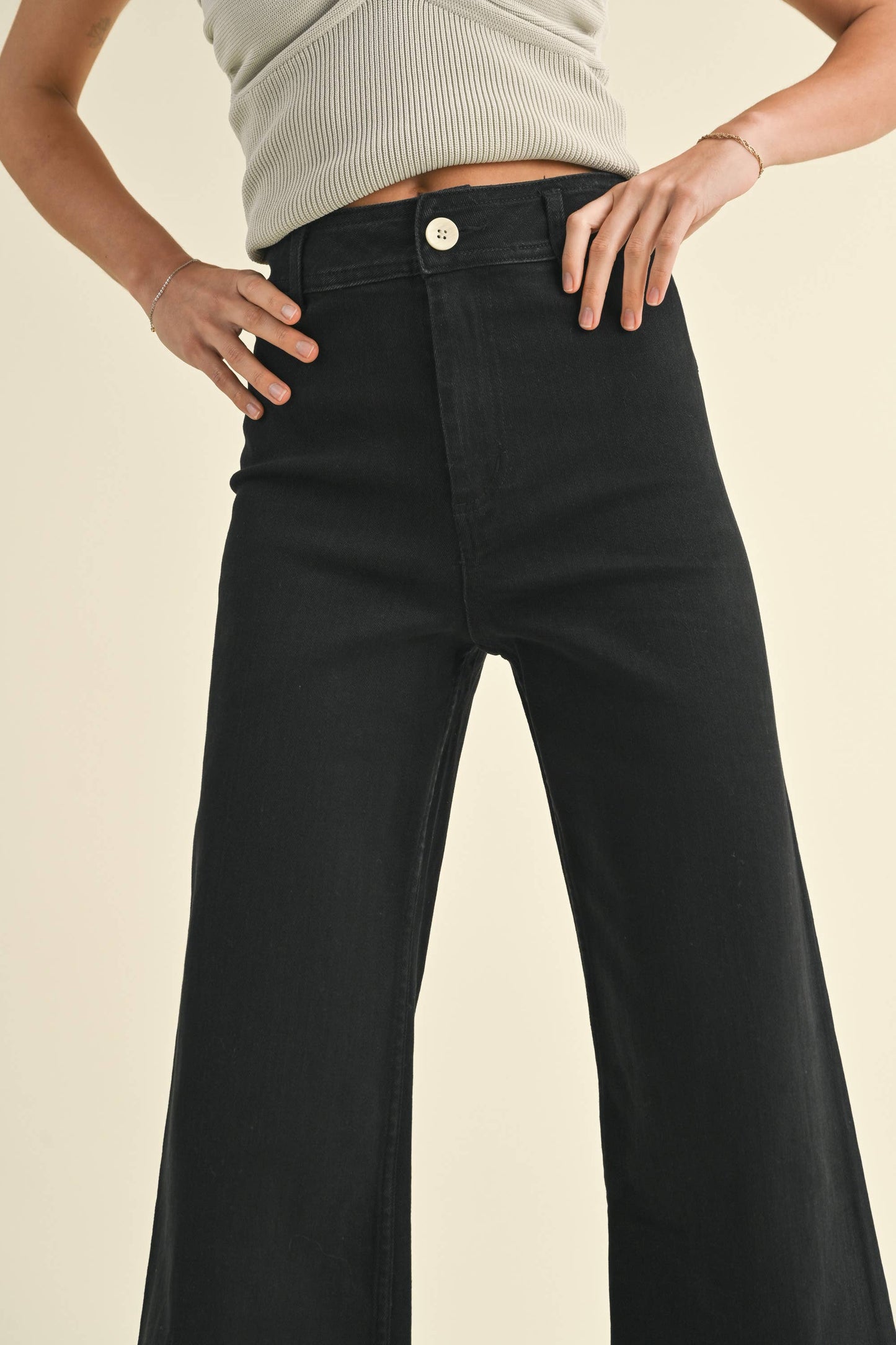 Straight Wide Leg Denim Pants - Miou Muse