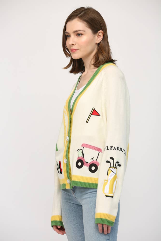 FATE - GOLF EMBROIDERED PATCH CARDIGAN LW2119