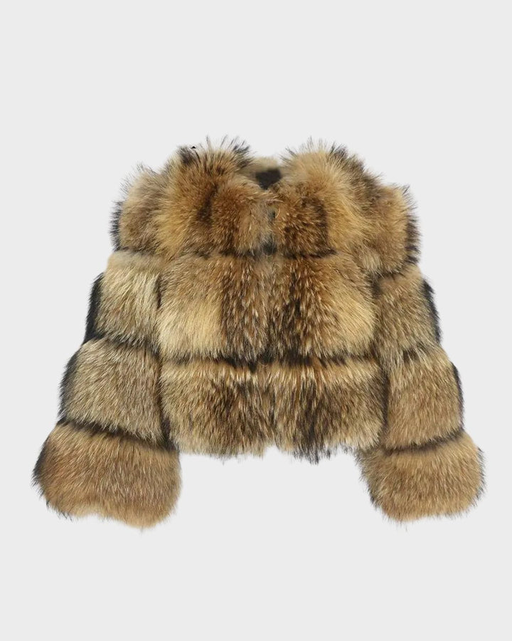 Custom Raccoon fur-cropped bomber