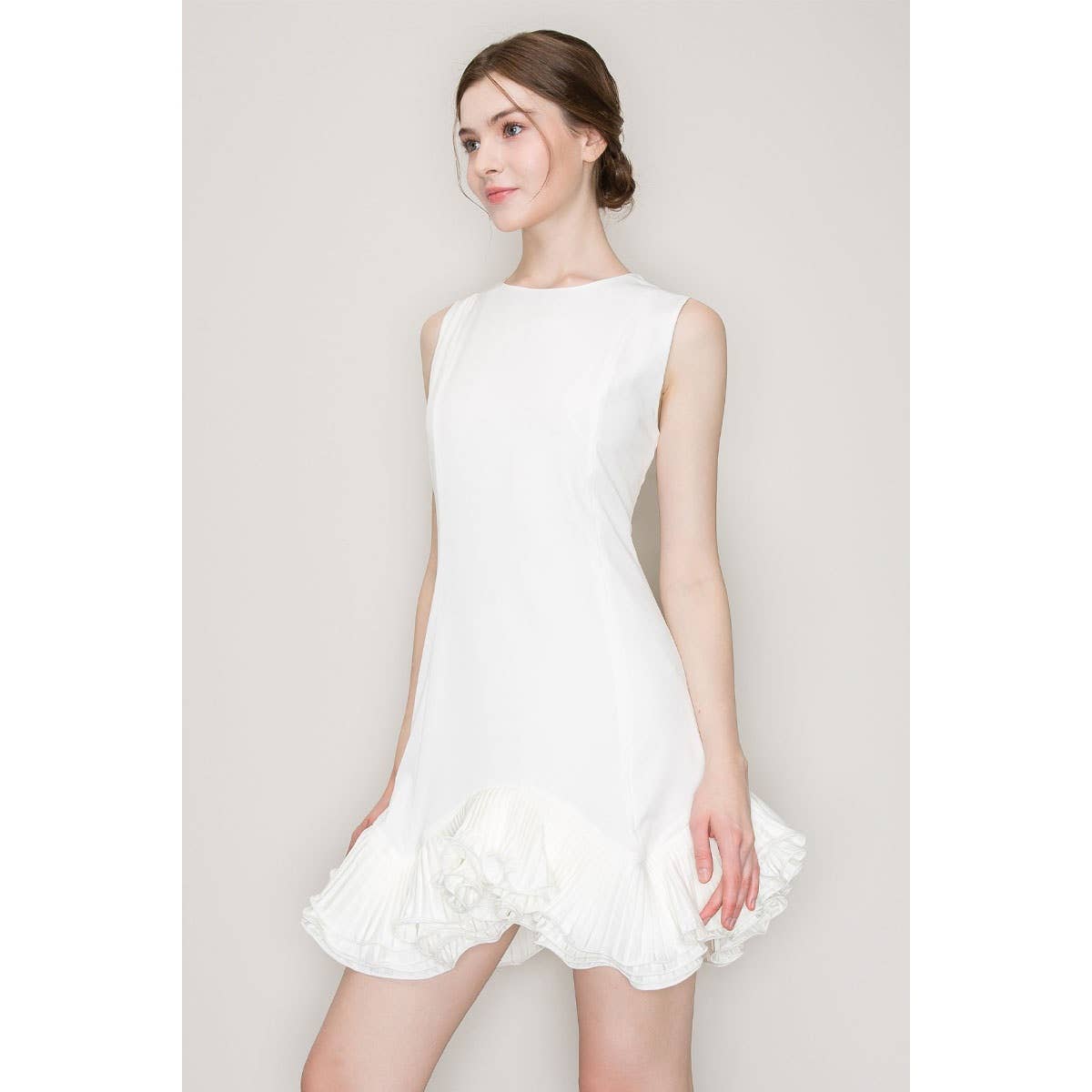 Flutter Ruffle Hemline Sleeveless Mini Dress