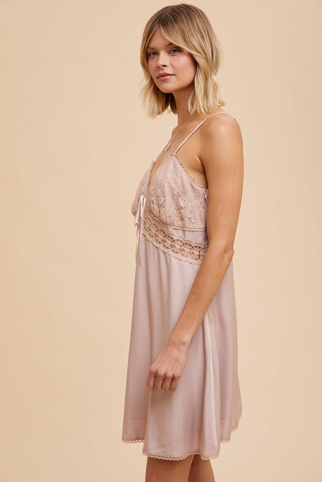 TENCEL BLEND LACE SLIP DRESS