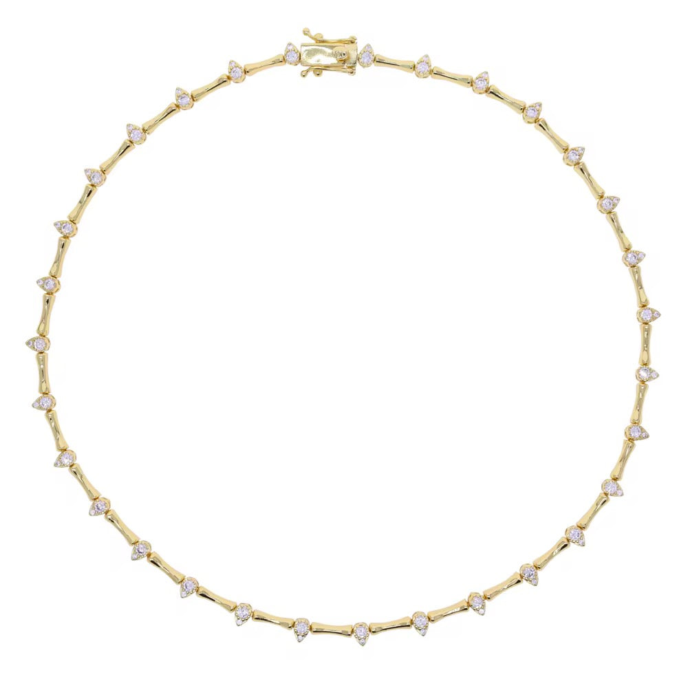 Geometric Teardrop Bar Bracelet/Necklace – Gold Plated with CZ Accents