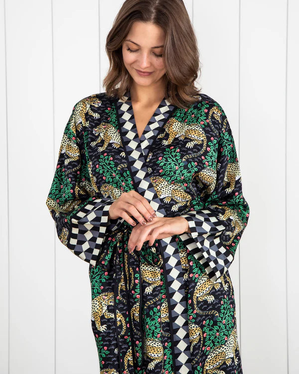 Bagheera - Satin Robe - Ink - Print Fresh