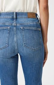 Anika Cropped Mid Brushed Flex Blue Jean - Mavi