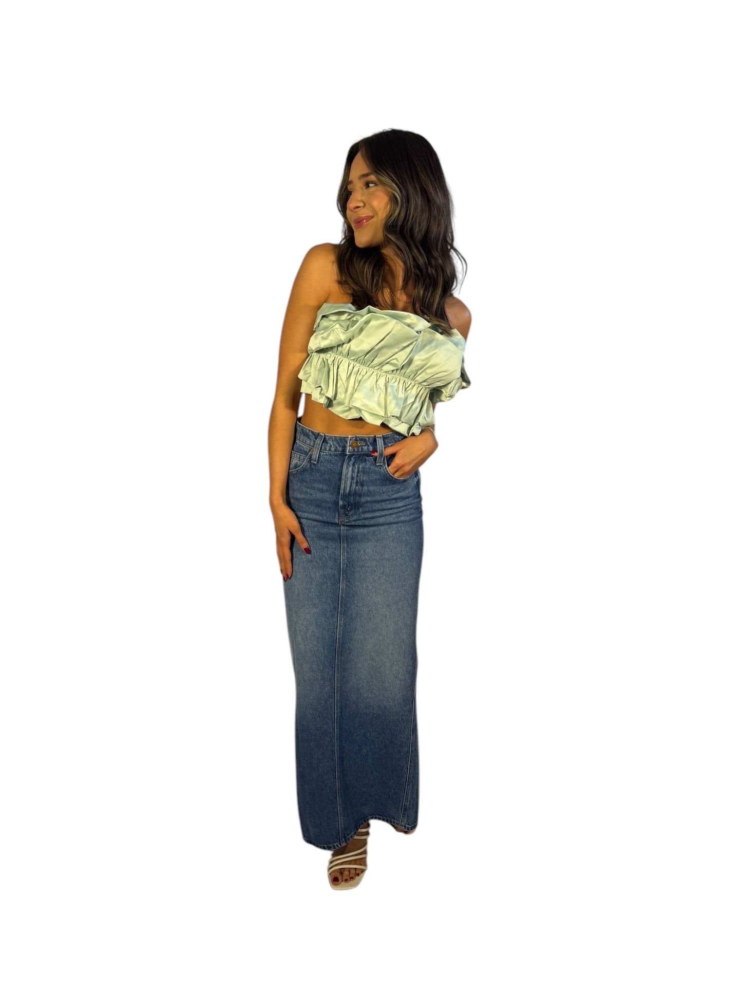 MOTHER DENIM THE CANDY STICK MAXI SKIRT