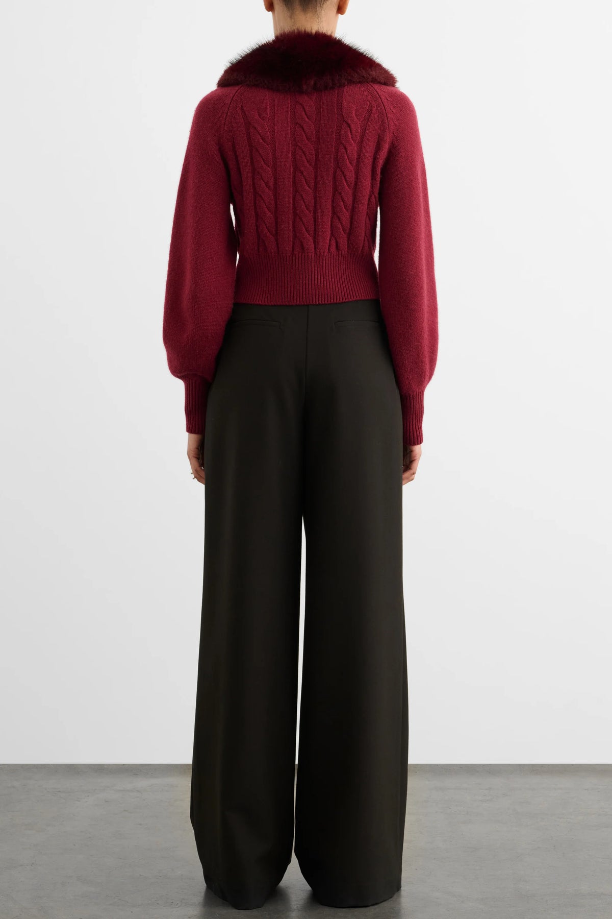 Rita Cable Knit Cardigan with Fur Collar