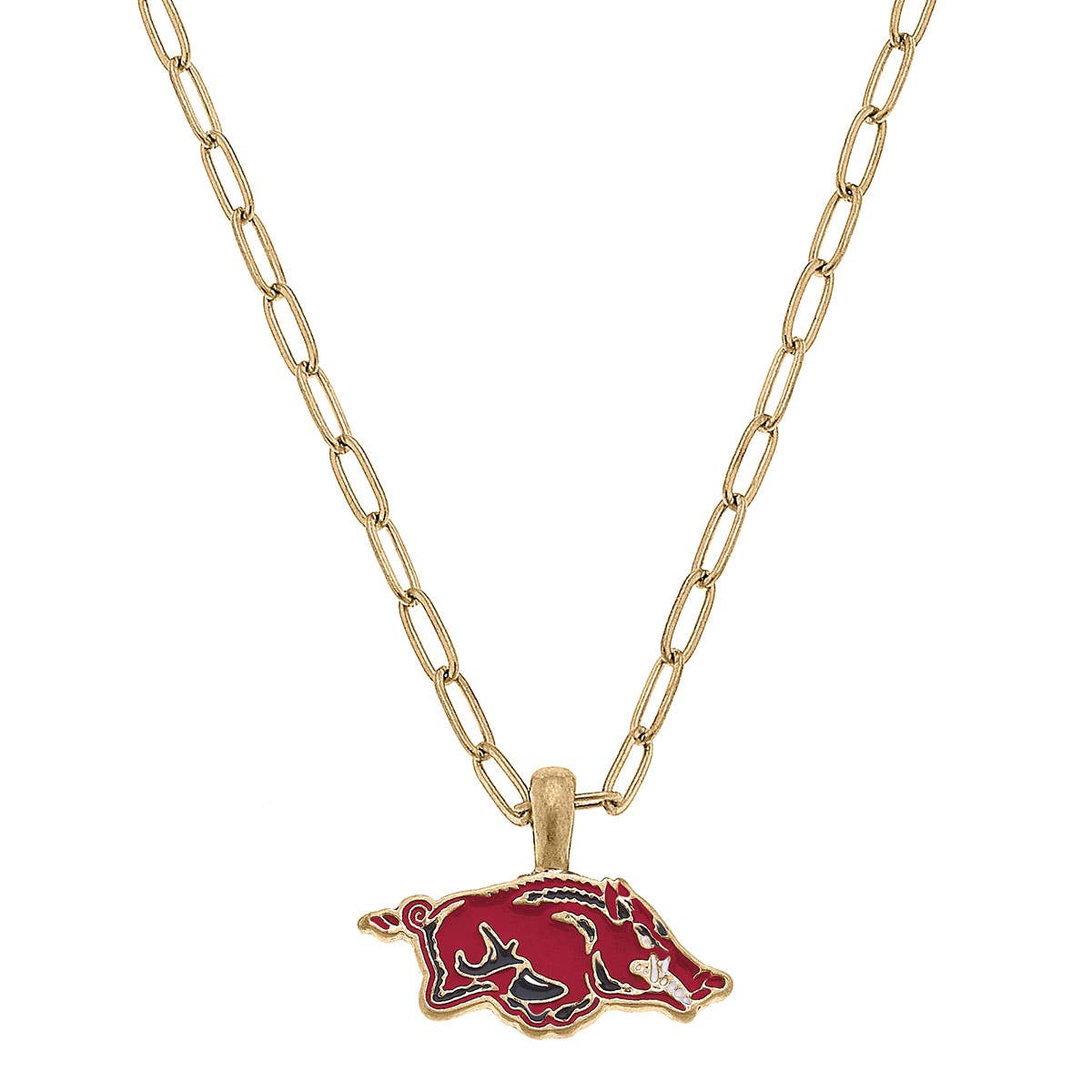 Canvas Style - Arkansas Razorbacks Enamel Pendant Necklace in Cardinal