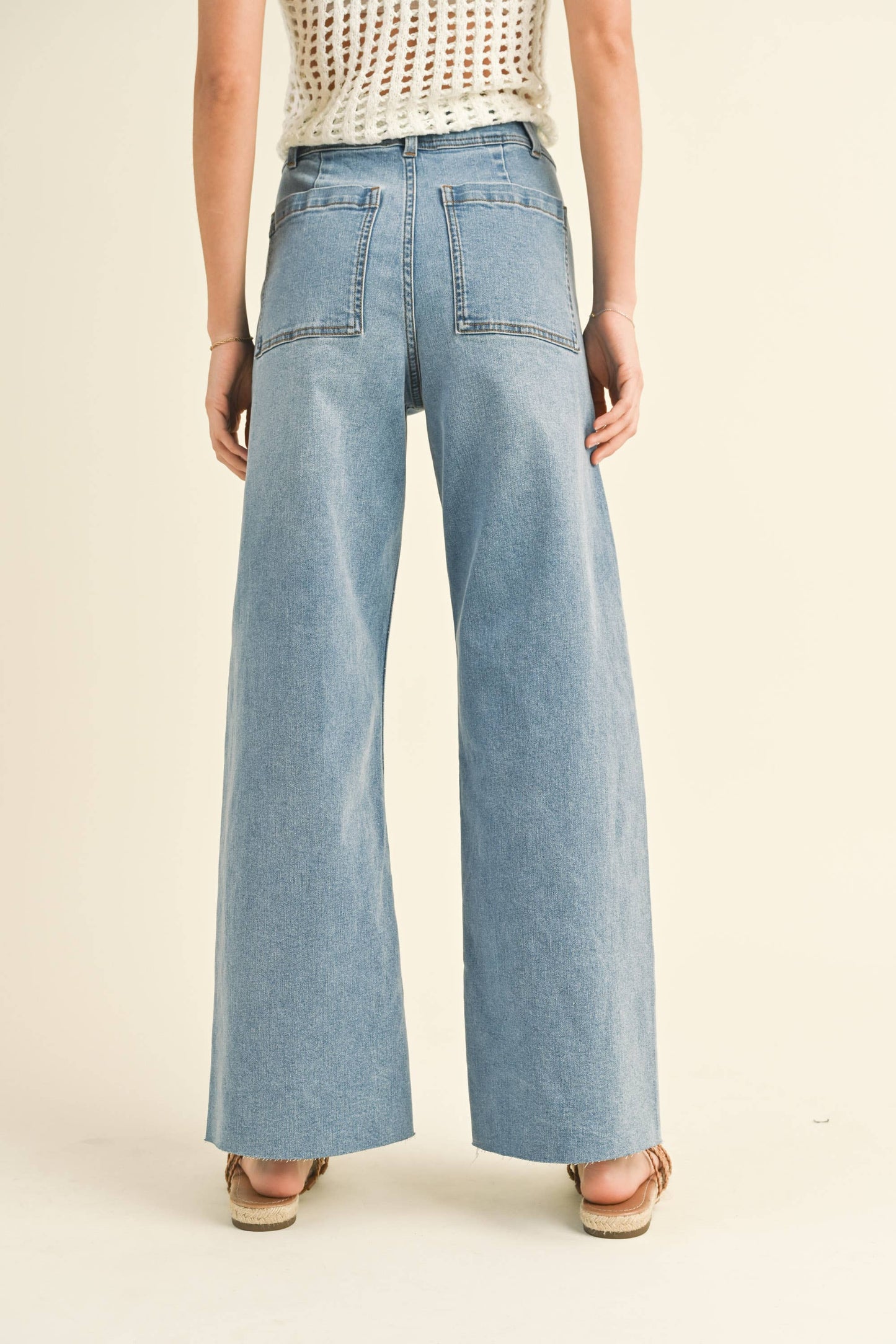 Straight Wide Leg Denim Pants - Miou Muse