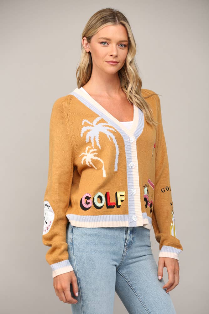 FATE - GOLF EMBROIDERED PATCH CARDIGAN LW2119