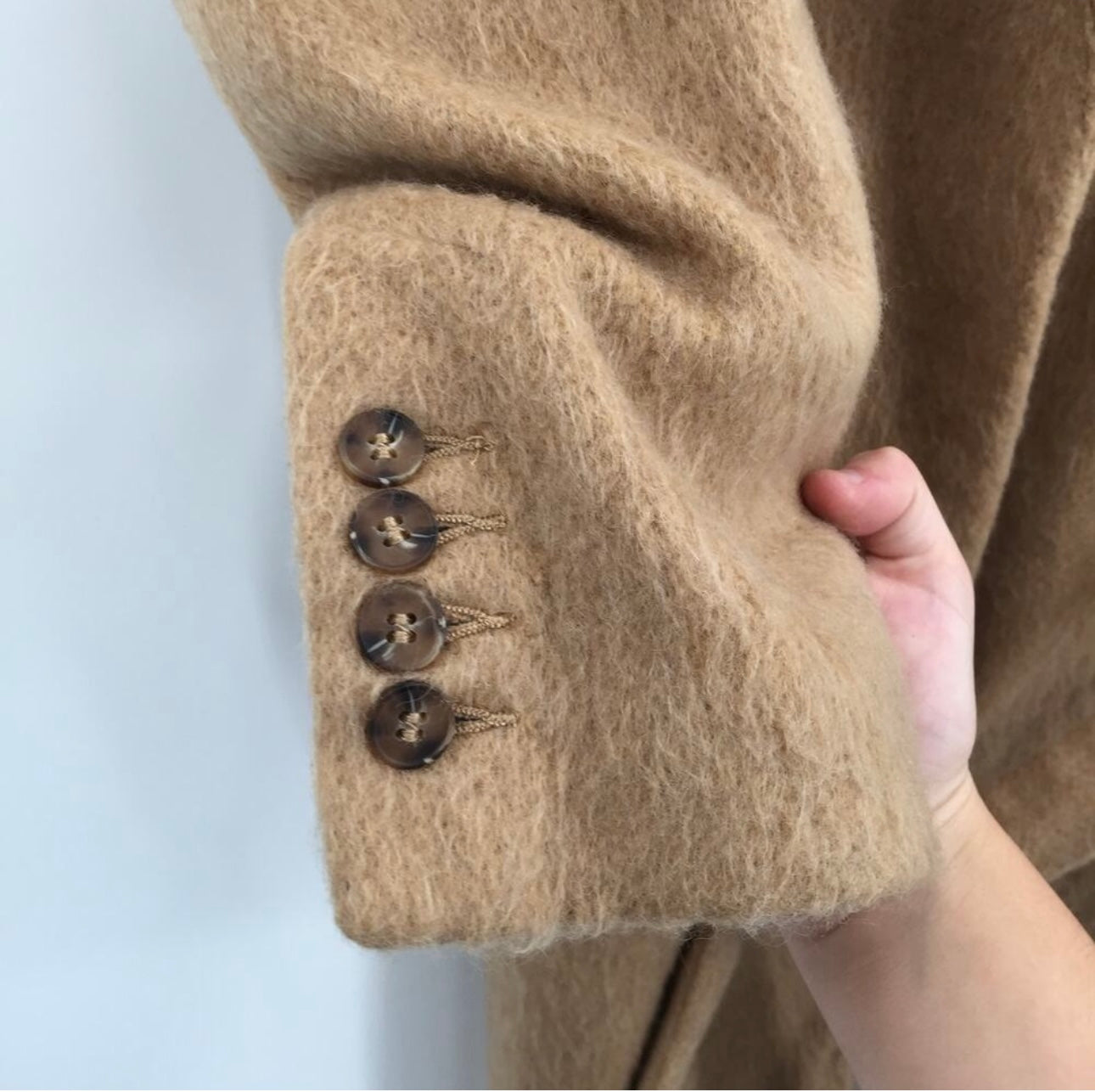 Topshop Belted Waist Snap Front Wool Coat Long Sleeve Camel Brown Size us 8