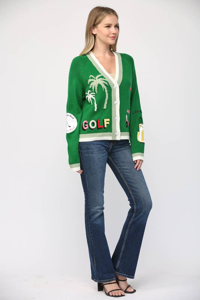 FATE - GOLF EMBROIDERED PATCH CARDIGAN LW2119