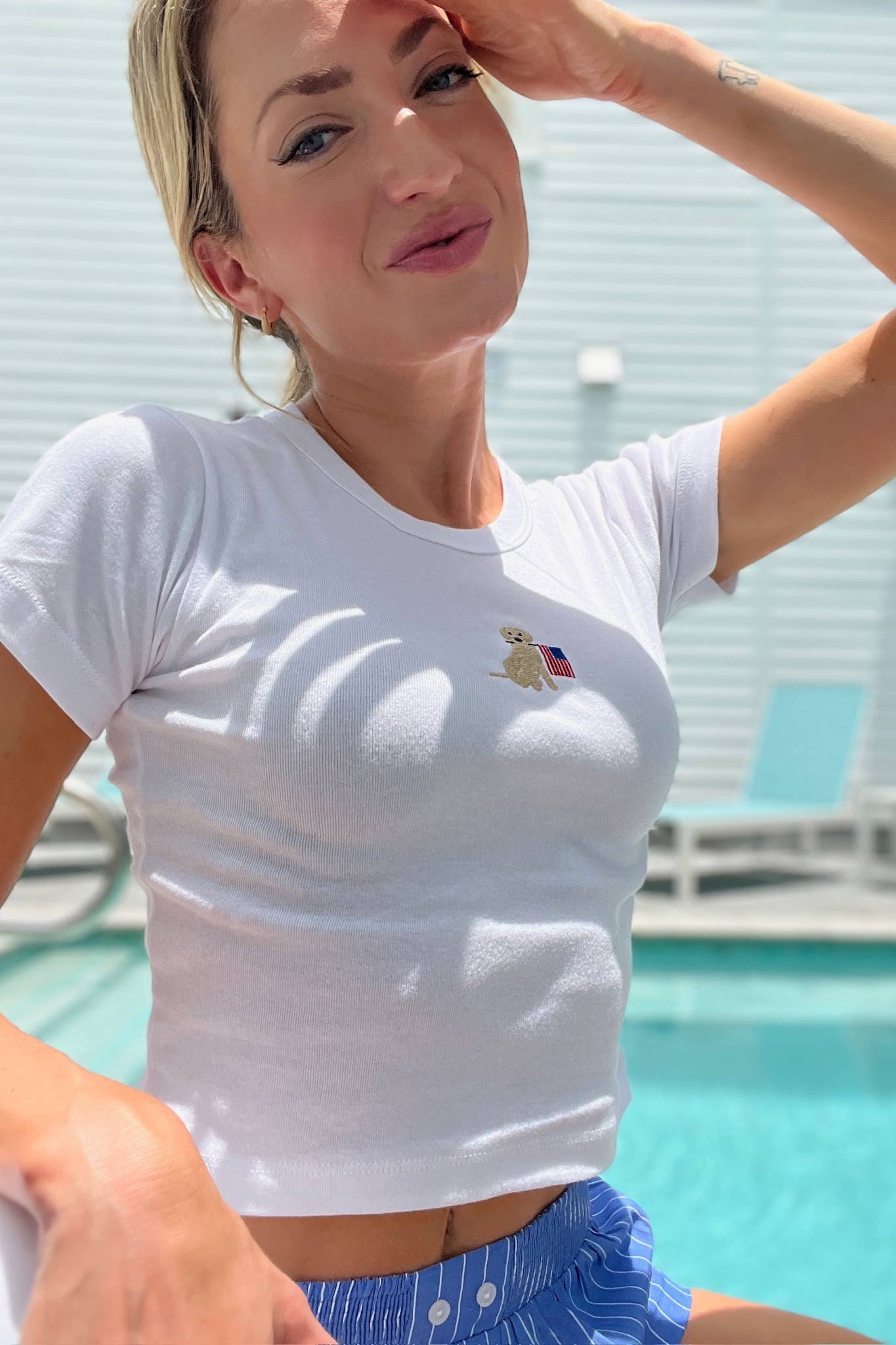 Shake Your Bon Bon - It's the Little Things Ribbed Baby Tee ~ American Flag Dog