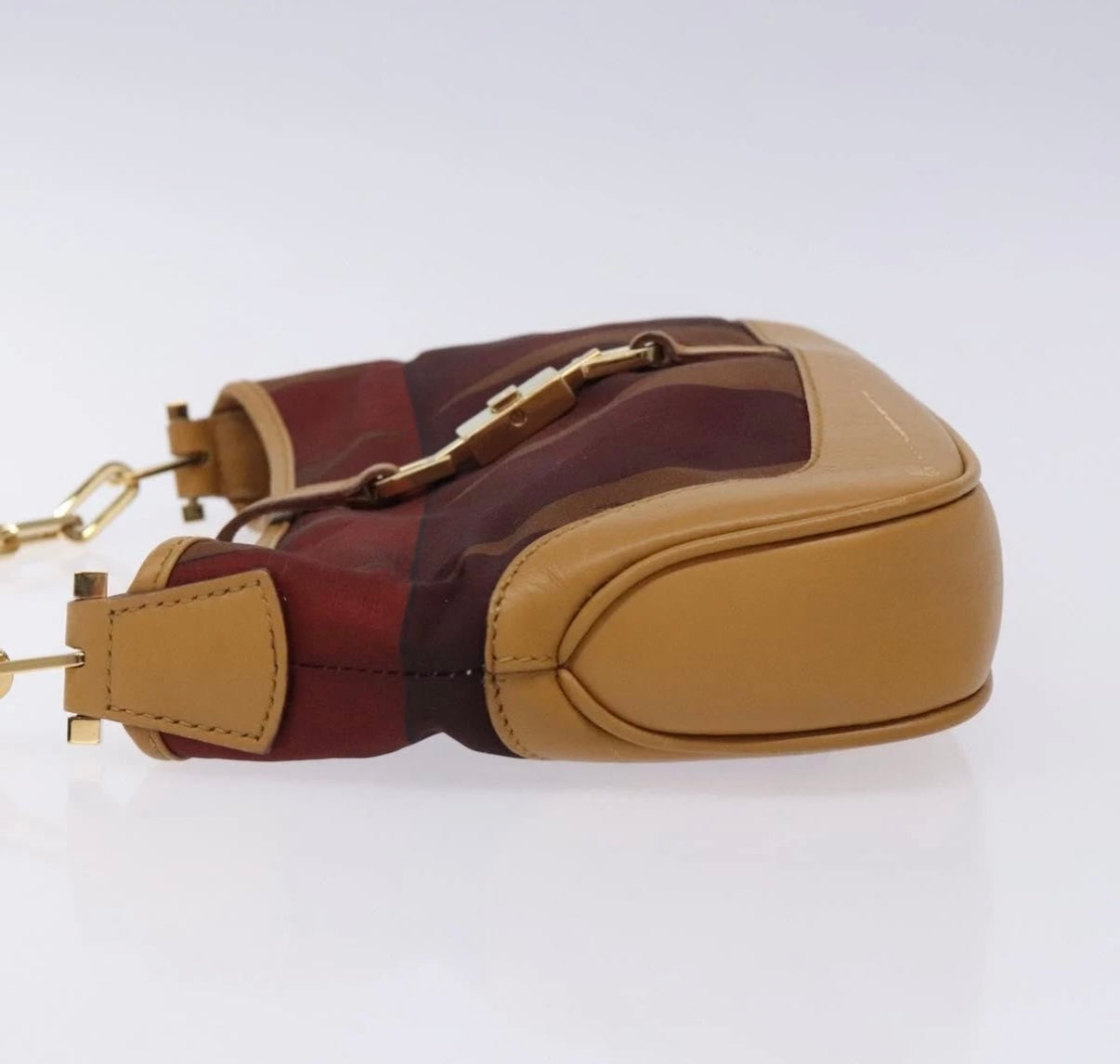 Gucci Jackie Chain Shoulder Bag – Brown Nylon & Gold Hardware