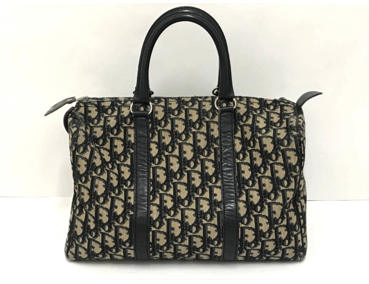 Christian Dior Trotter Mini Boston Bag Tote Bag Handbag Navy
