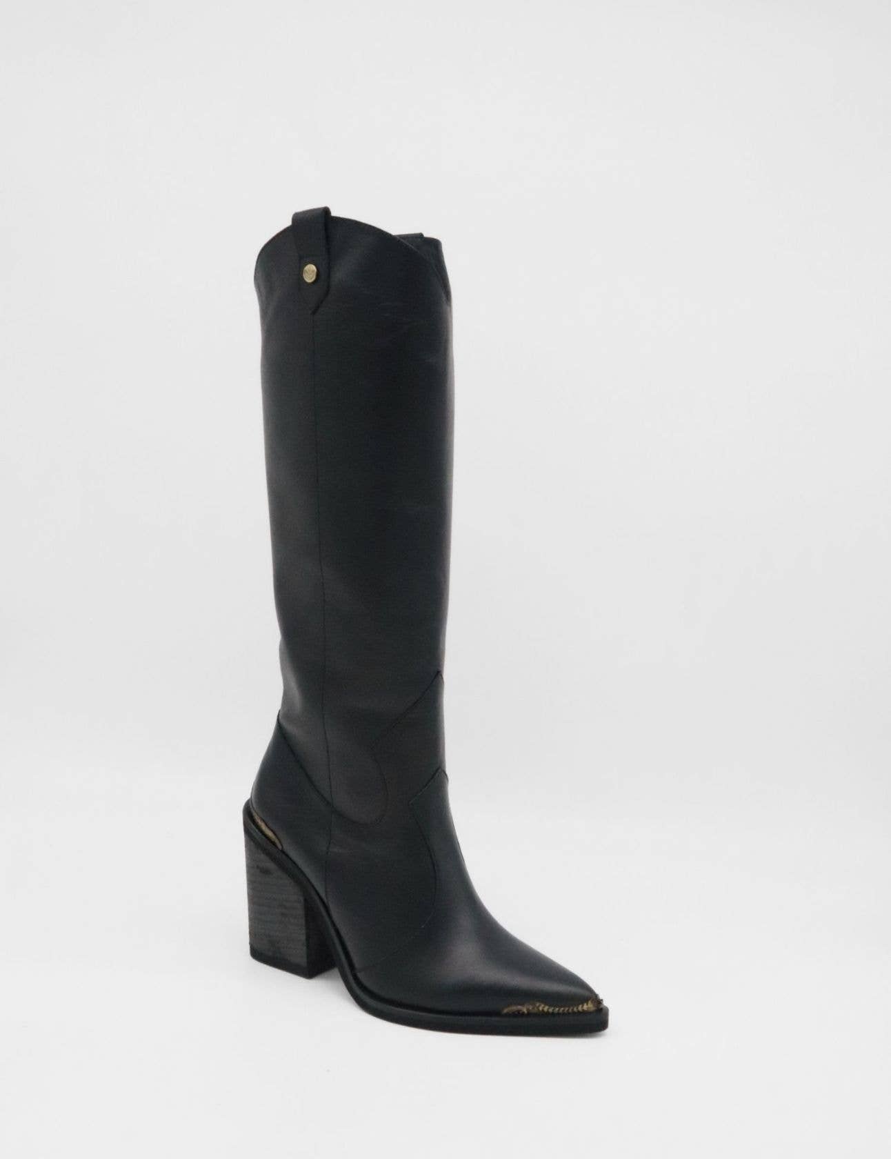 STIVALI NEW YORK - Catalina western cowboy boots in black leather women's shoes