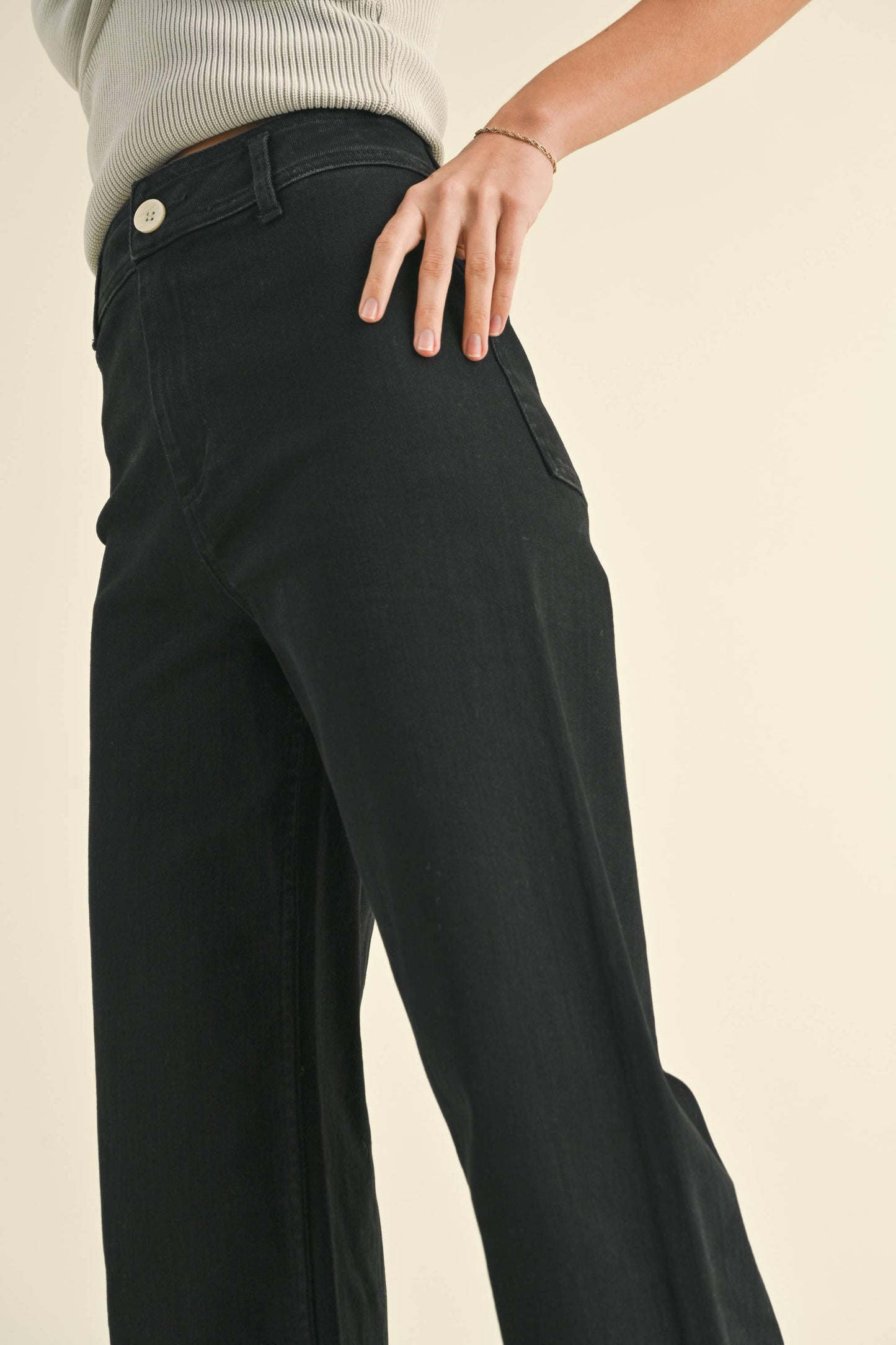 Straight Wide Leg Denim Pants - Miou Muse