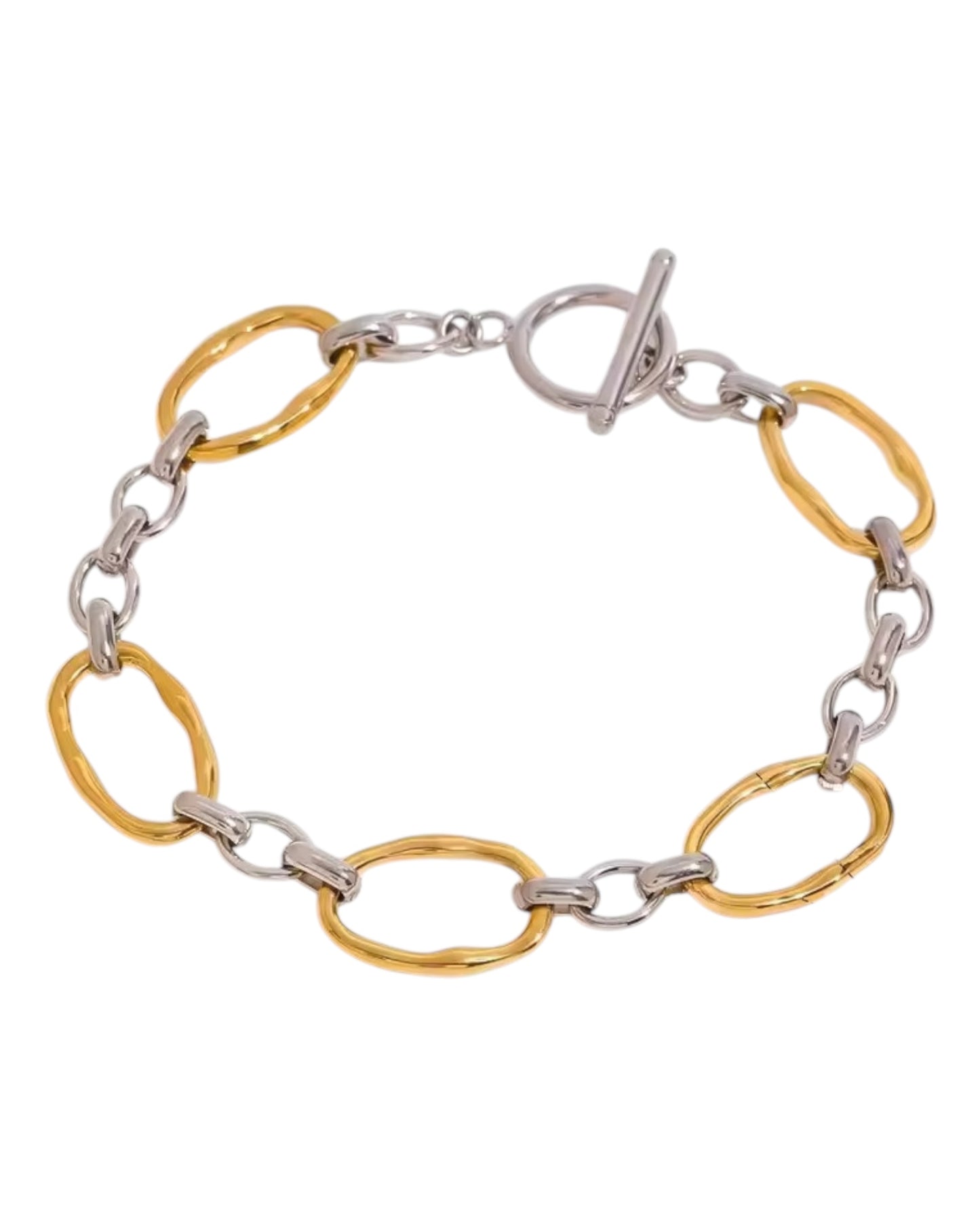 Two-Tone Power Link Bracelet Collection - 18K gold plated Waterproof/Hypoallergenic