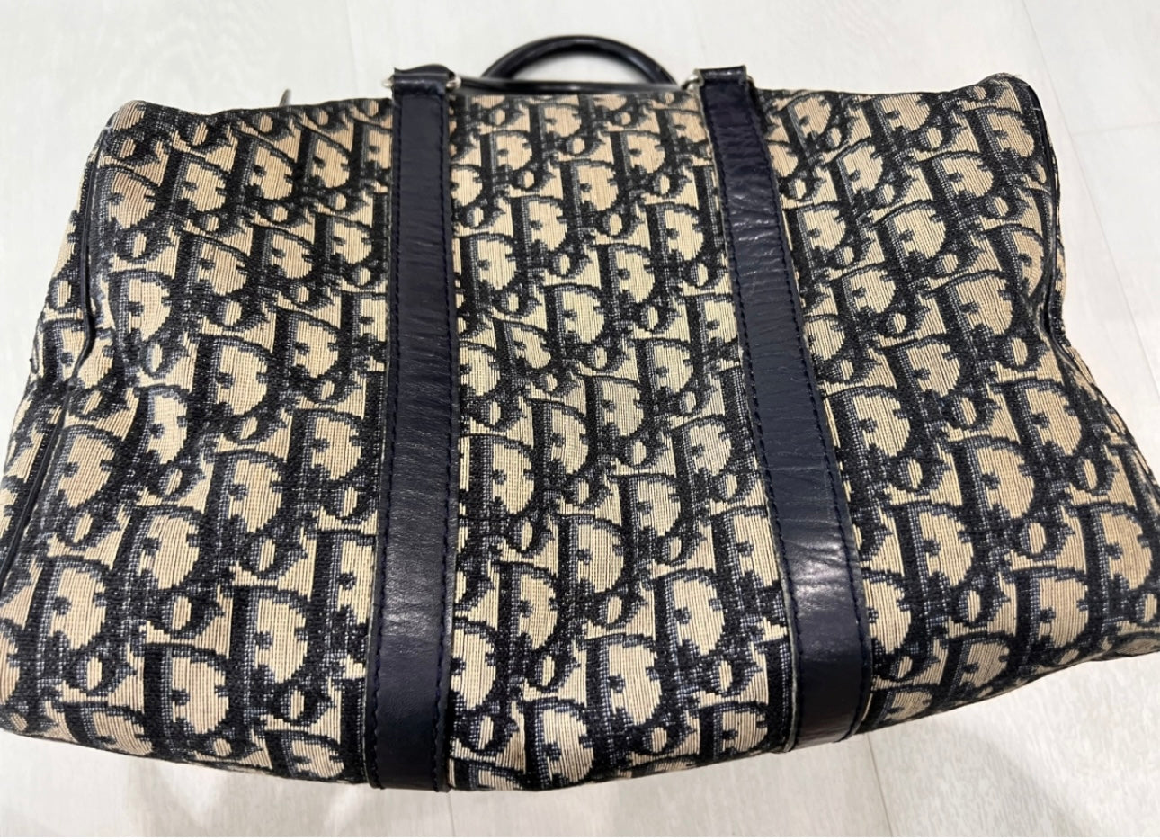 Christian Dior Trotter Mini Boston Bag Tote Bag Handbag Navy
