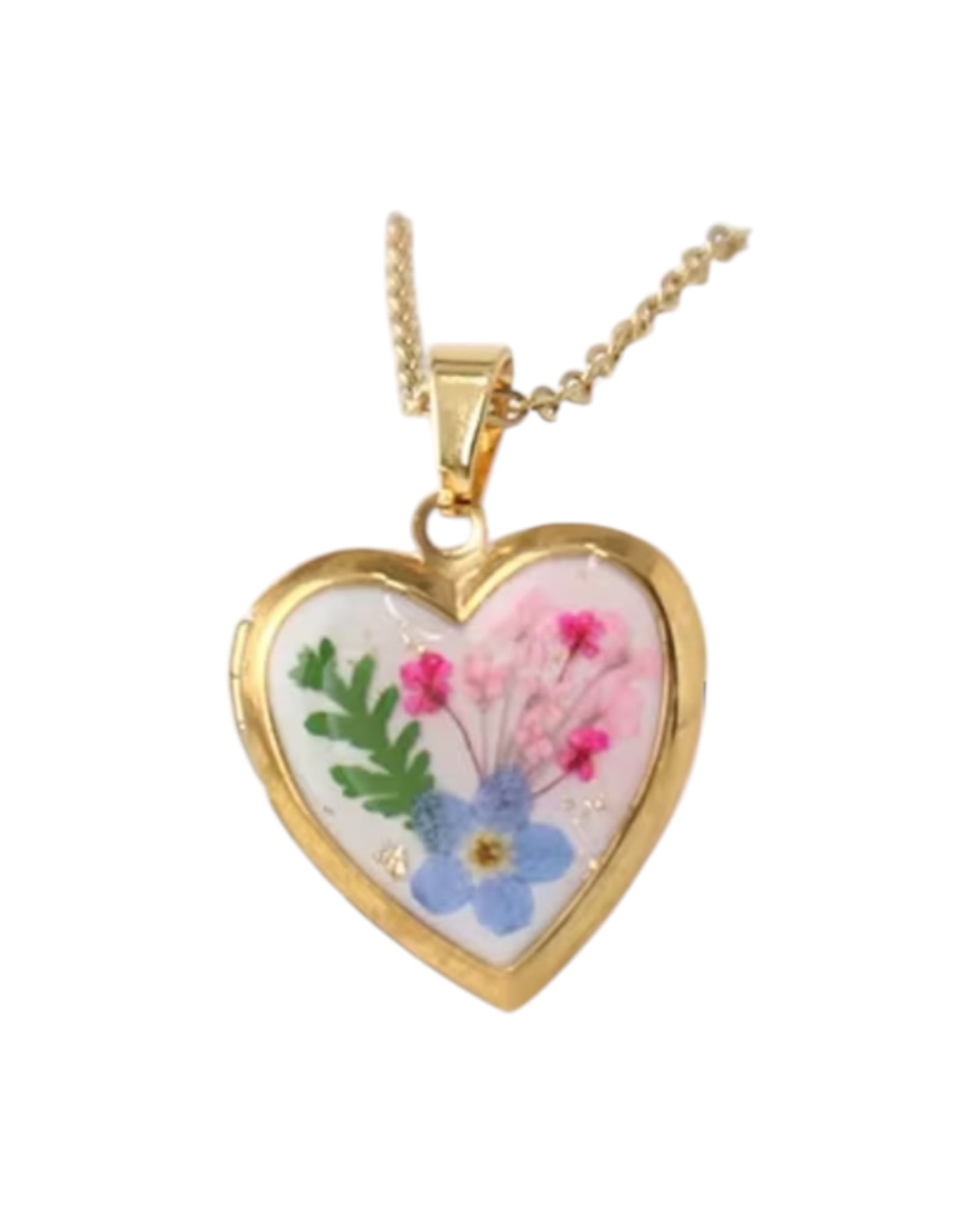 Birth Flower Heart Pendant Necklace