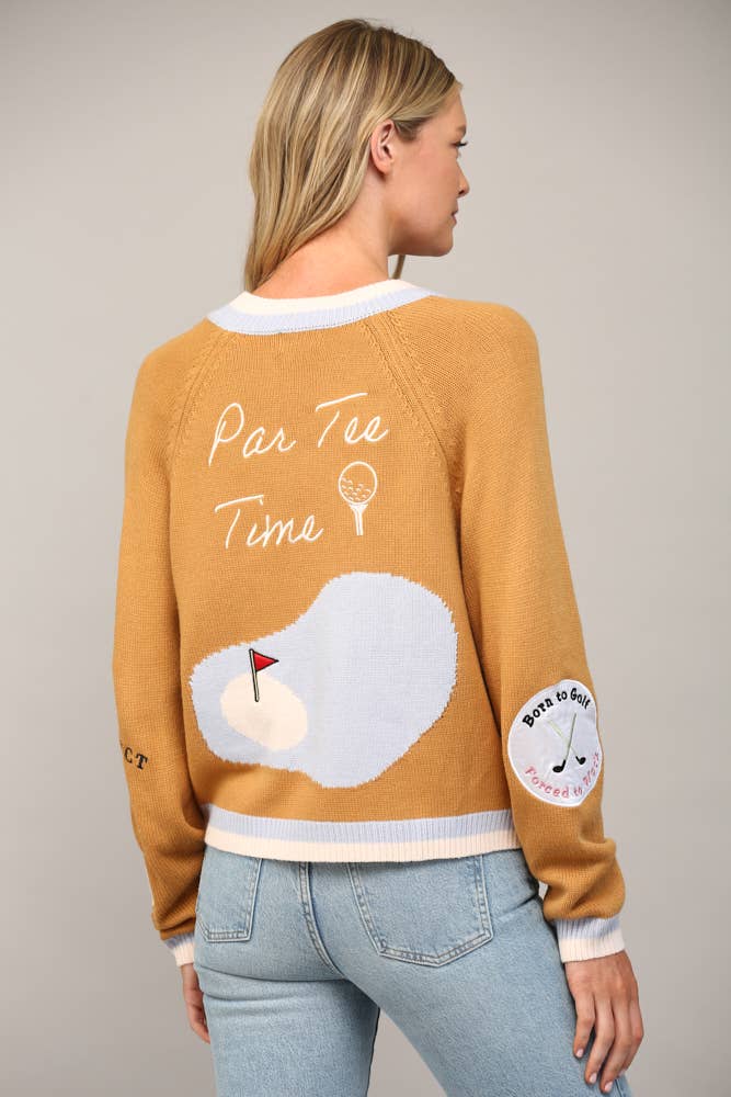 FATE - GOLF EMBROIDERED PATCH CARDIGAN LW2119