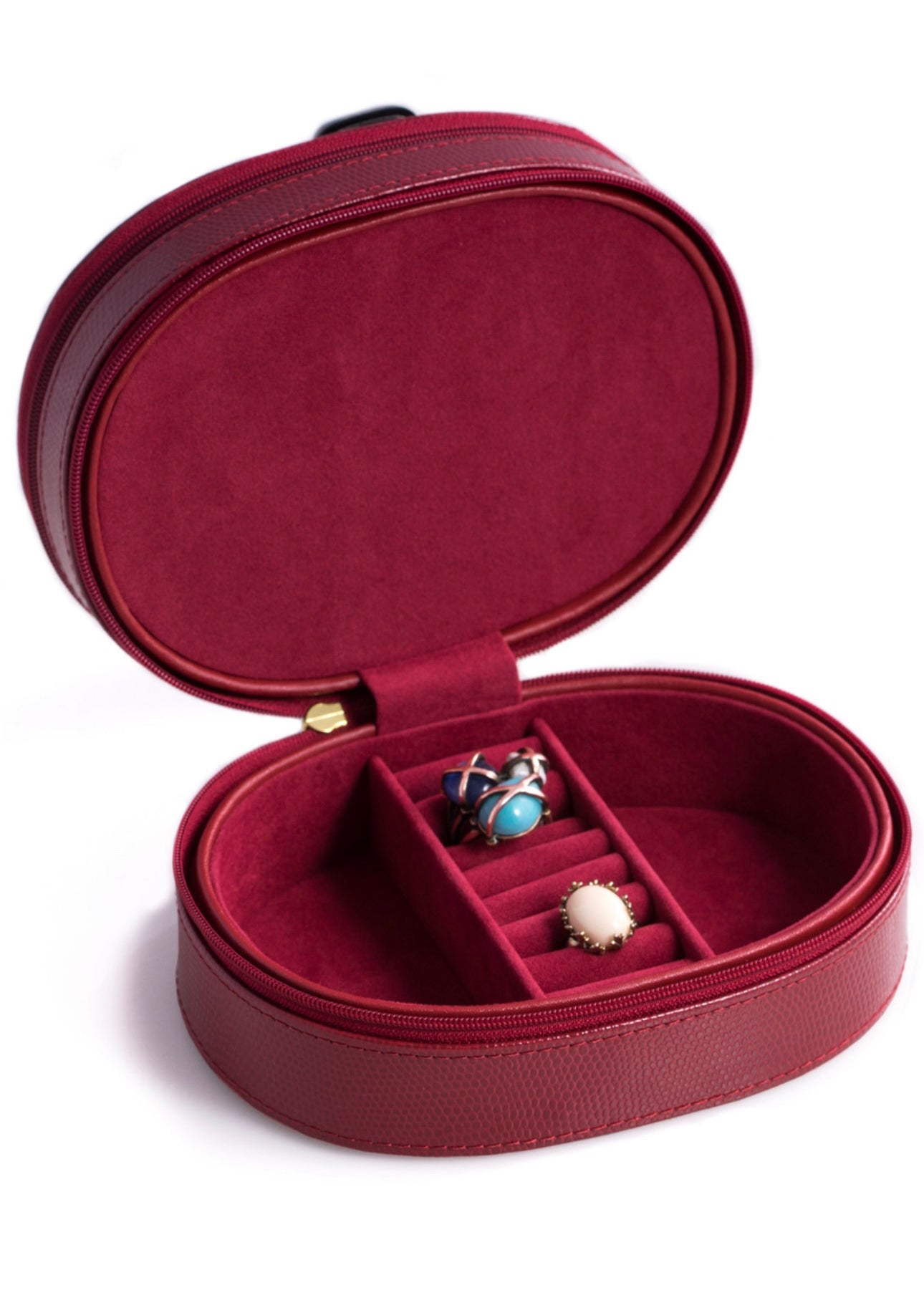 Bey-Berk Leather Lizard 2-Level Jewelry Case