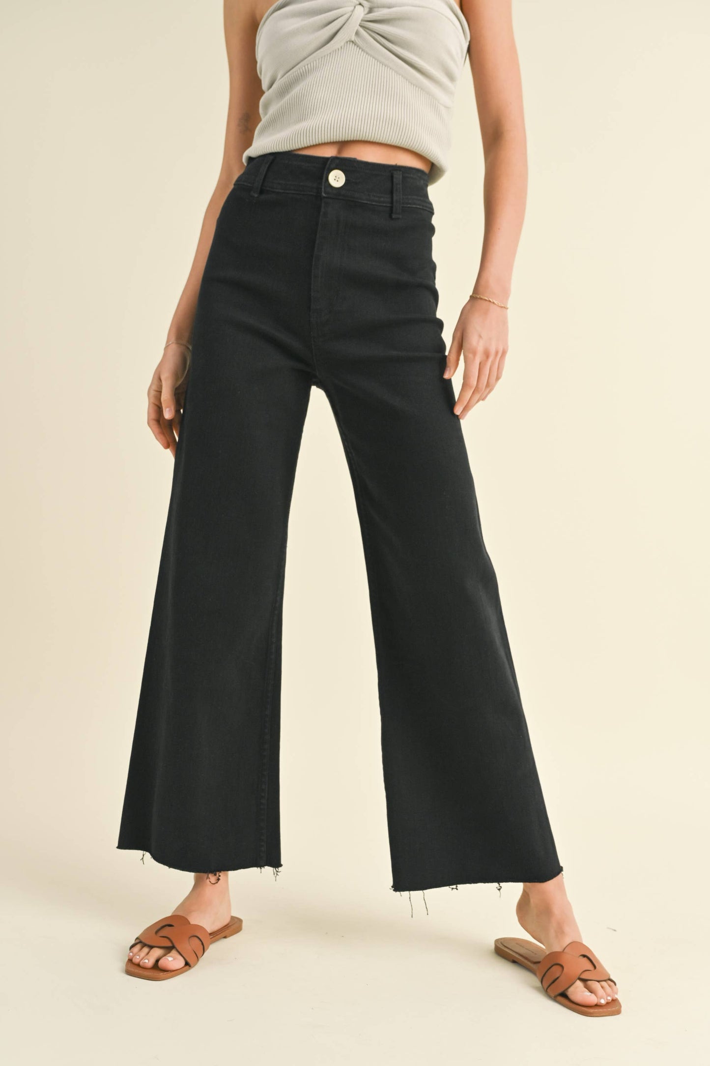 Straight Wide Leg Denim Pants - Miou Muse