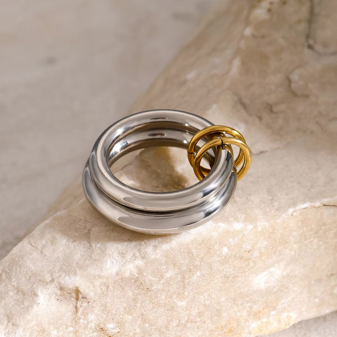 DUNE STACKED GOLD RING