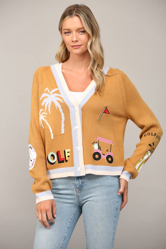 FATE - GOLF EMBROIDERED PATCH CARDIGAN LW2119