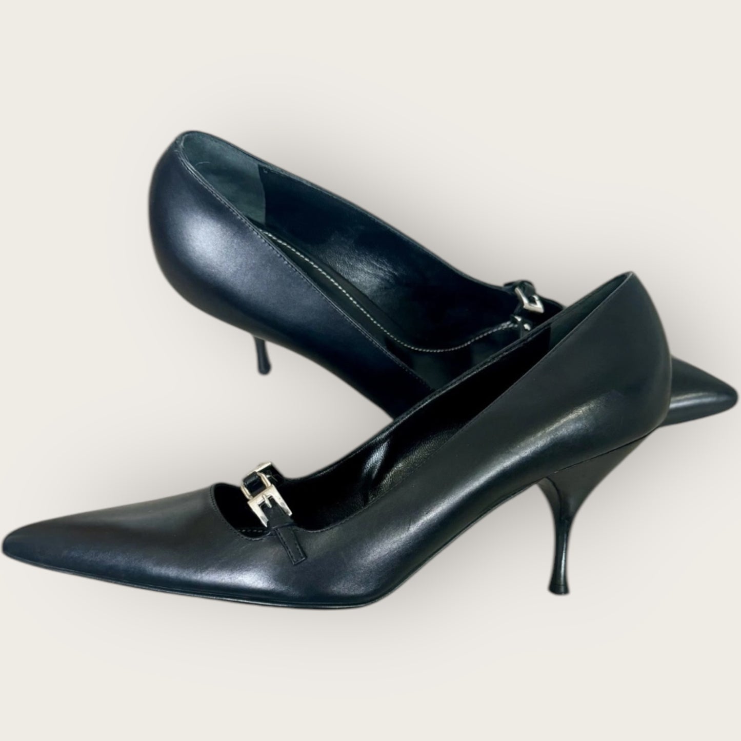 Vintage Prada Milano Leather Buckle Pumps – Size 40 (10 US)