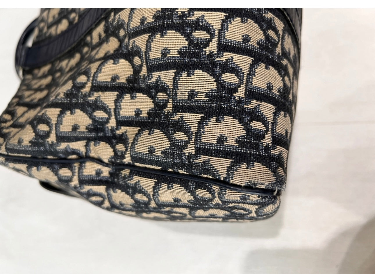 Christian Dior Trotter Mini Boston Bag Tote Bag Handbag Navy