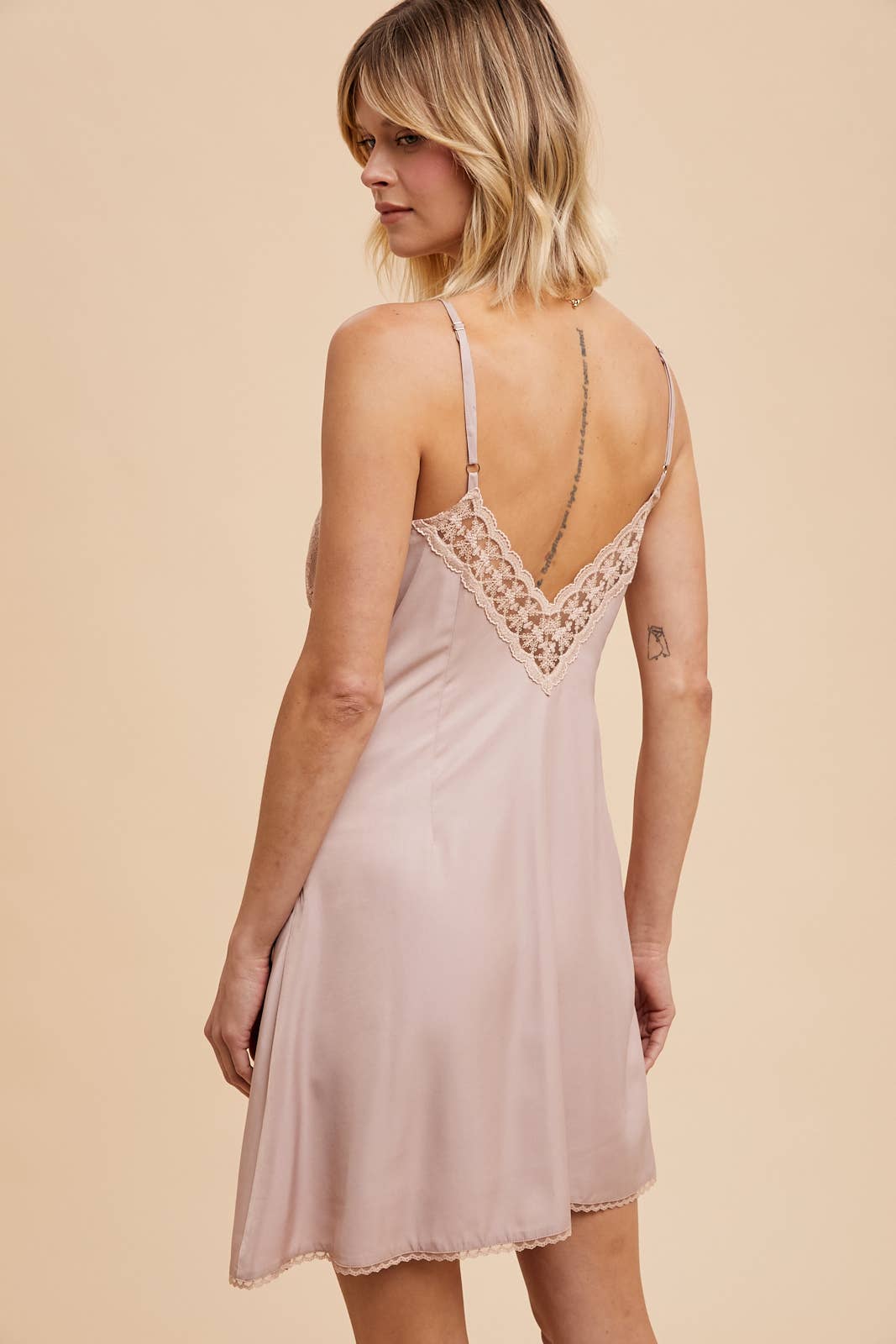 TENCEL BLEND LACE SLIP DRESS