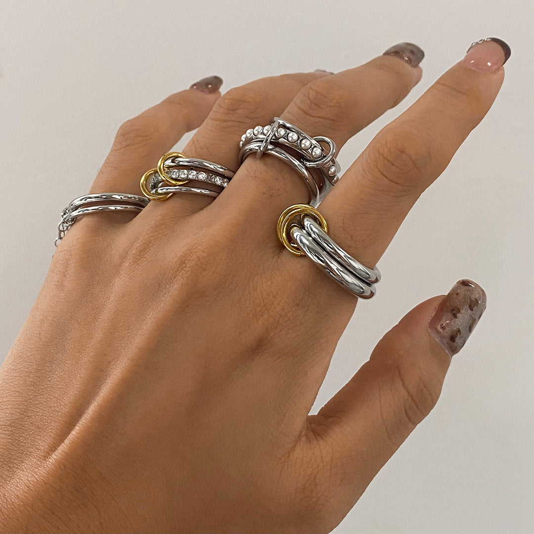 DUNE STACKED GOLD RING