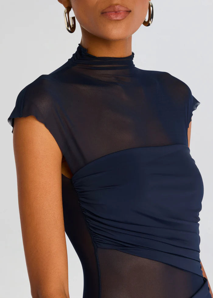 TABITHA MESH RUCHED MIDI DRESS
SEROYA