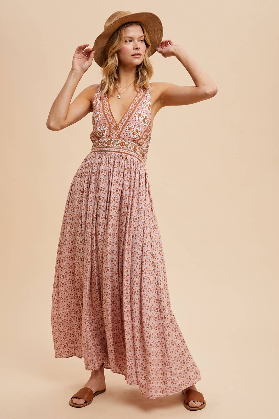 In Loom - BORDER PRINT SLEEVELESS MAXI DRESS