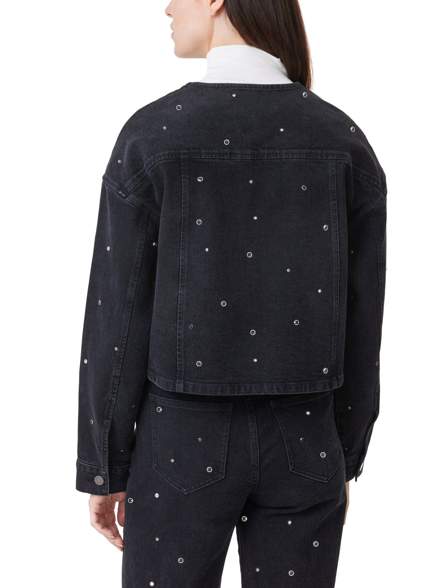 Collarless Crop Grommet Jacket