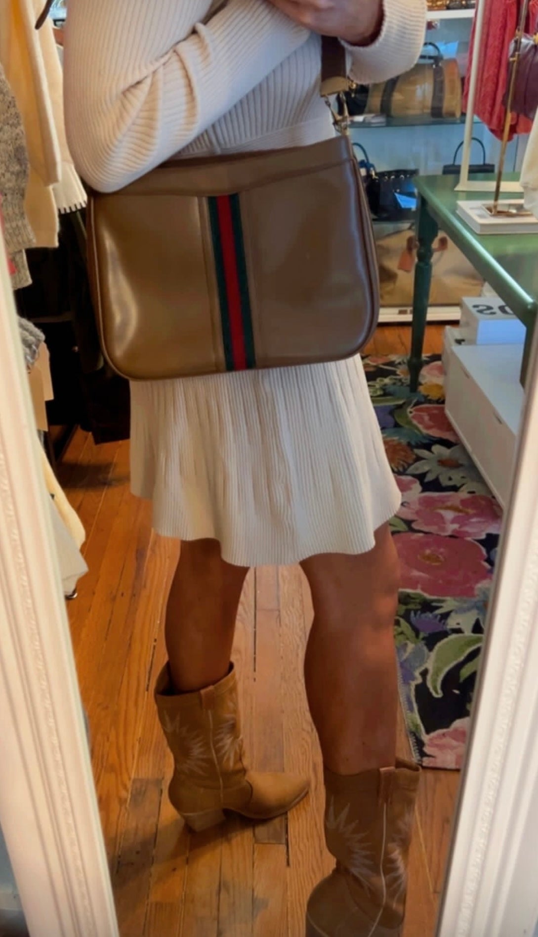 GUCCI 80s Vintage Shoulder Bag Sherry Line Leather Brown Pre-Owned