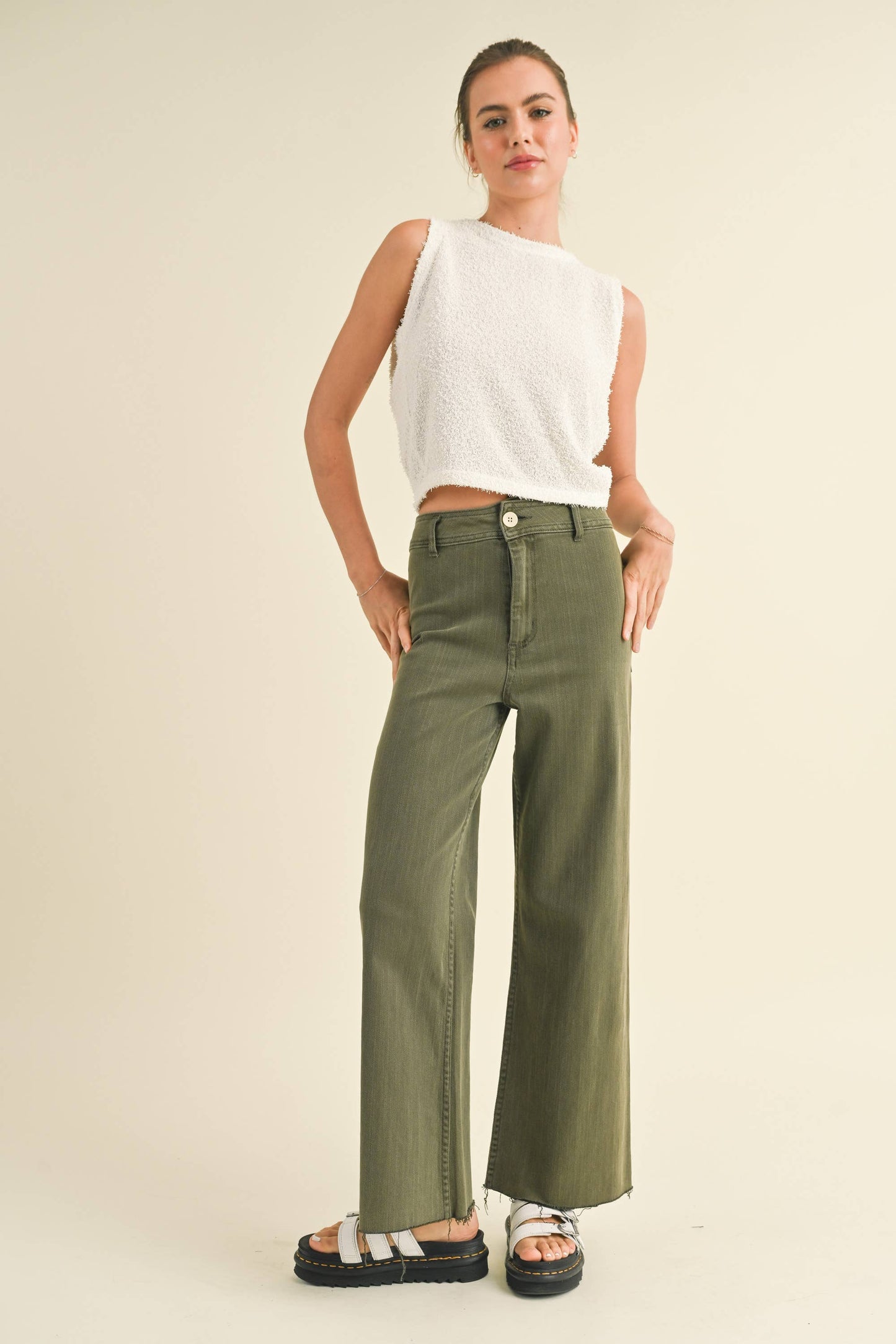 Straight Wide Leg Denim Pants - Miou Muse