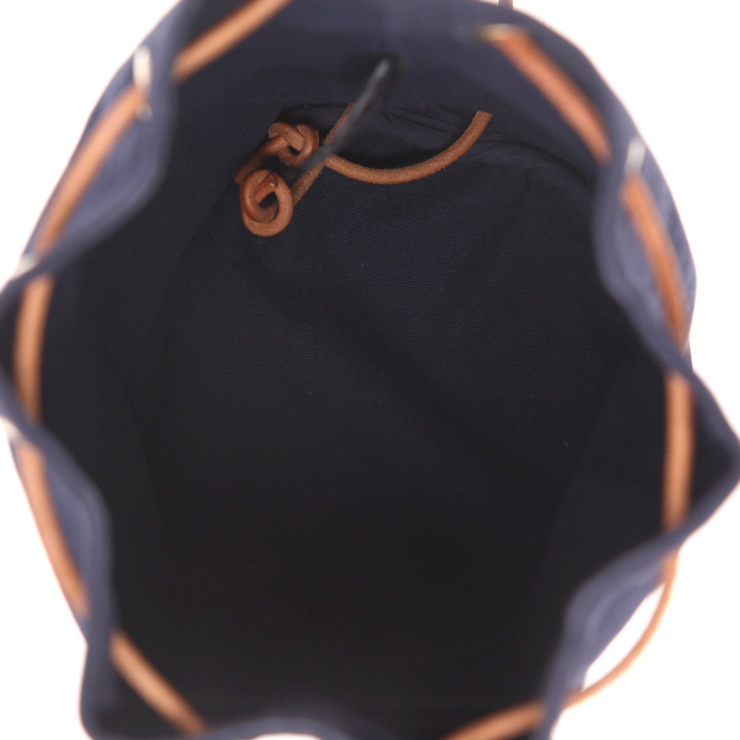 Hermès Polochon backpack in navy blue canvas and natural leather