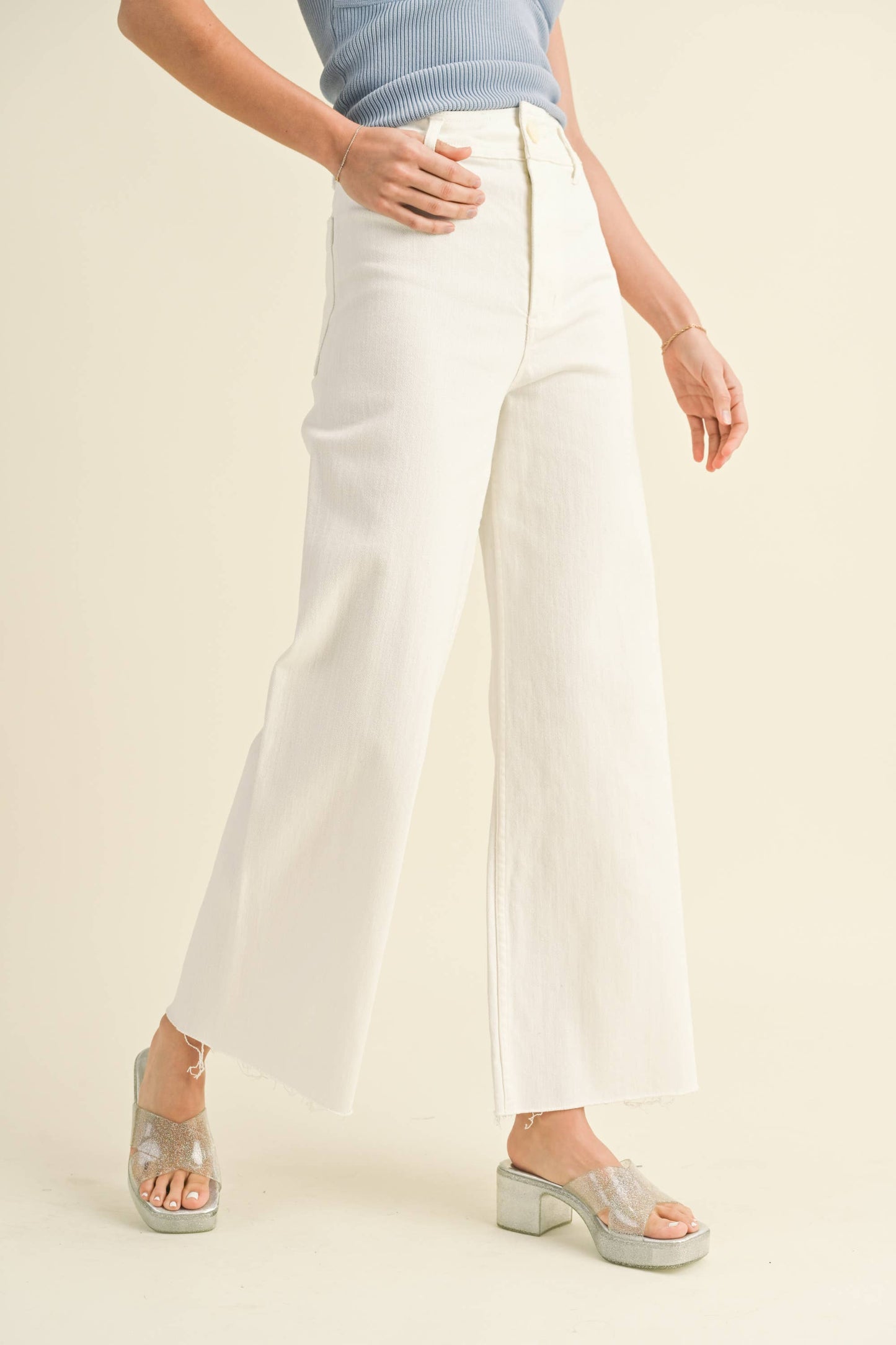 Straight Wide Leg Denim Pants - Miou Muse