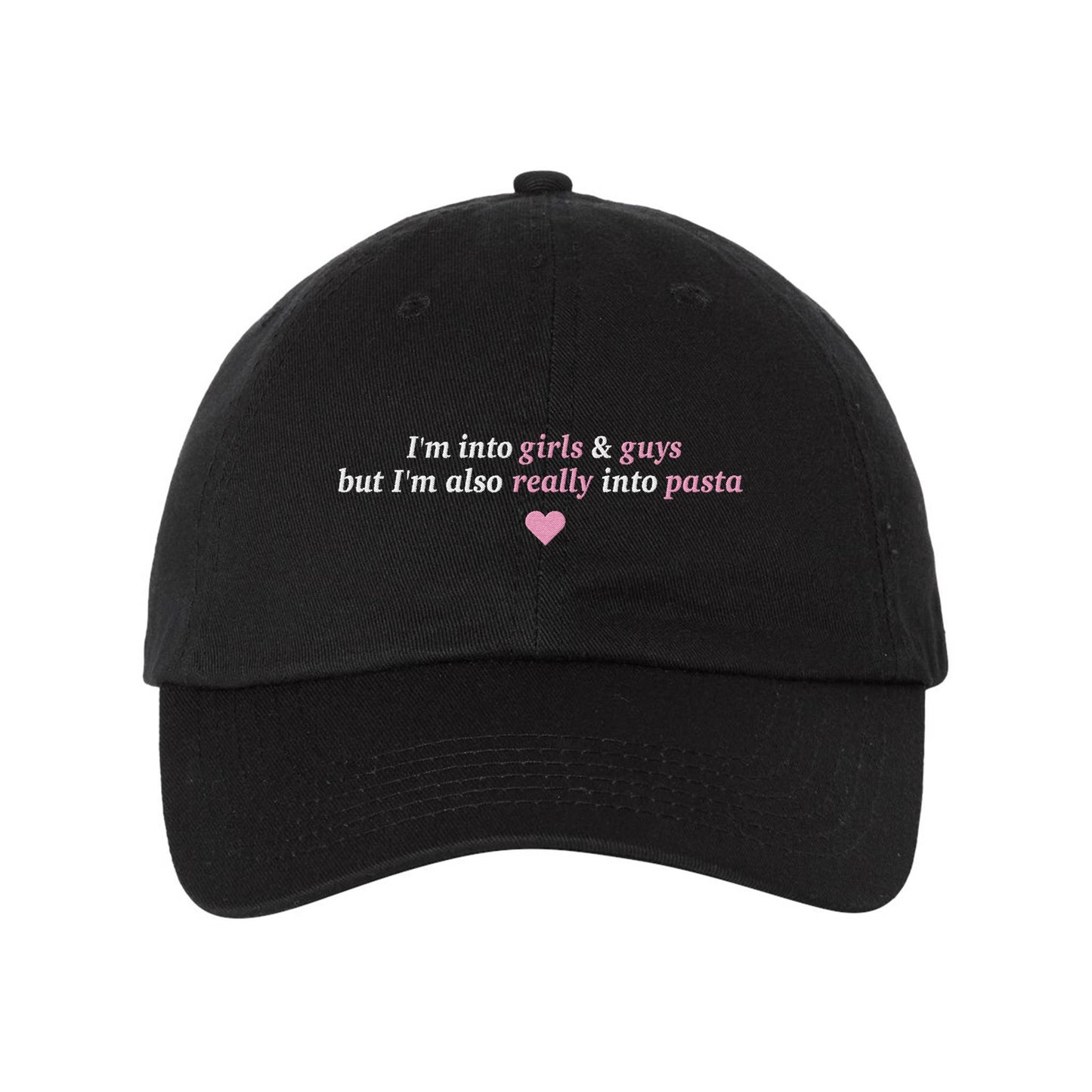 Girls Guys and Pasta Embroidered Bio-Washed Classic Dad Hat - Femfetti