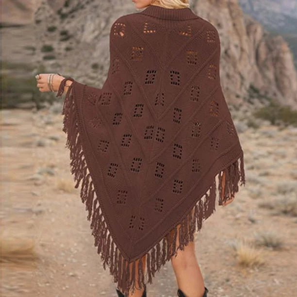 Southwestern Knit Eyelet Poncho