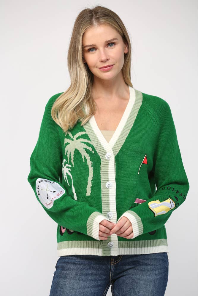 FATE - GOLF EMBROIDERED PATCH CARDIGAN LW2119