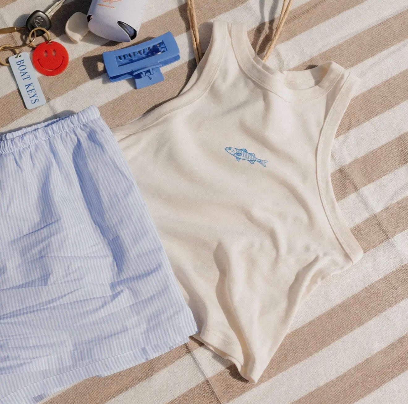 Freshwater Fish Ribbed Racer Tank