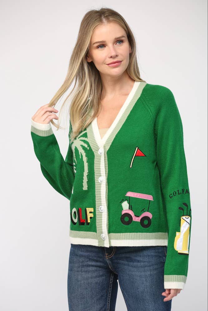 FATE - GOLF EMBROIDERED PATCH CARDIGAN LW2119