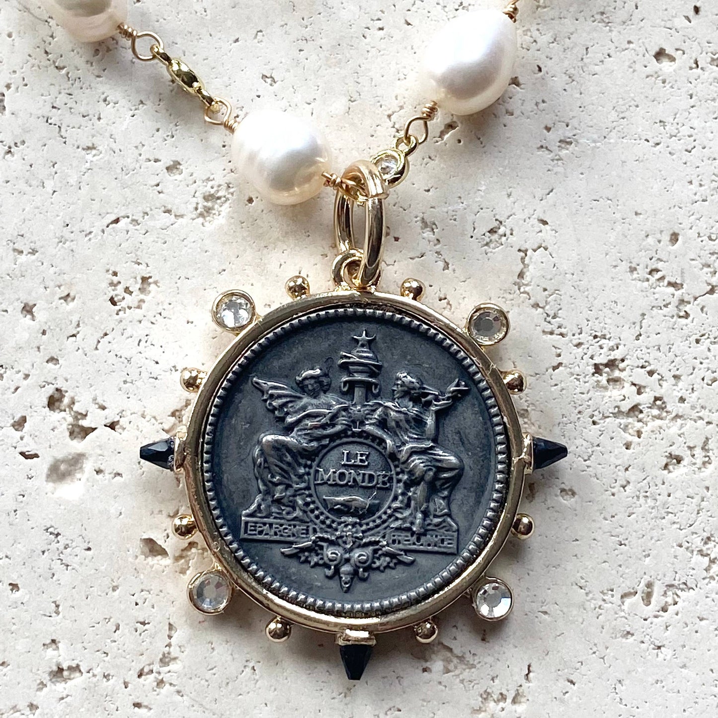 VB&CO Designs Handmade Jewelry - Horse necklace coin pearl jewelry handmade gold boutique