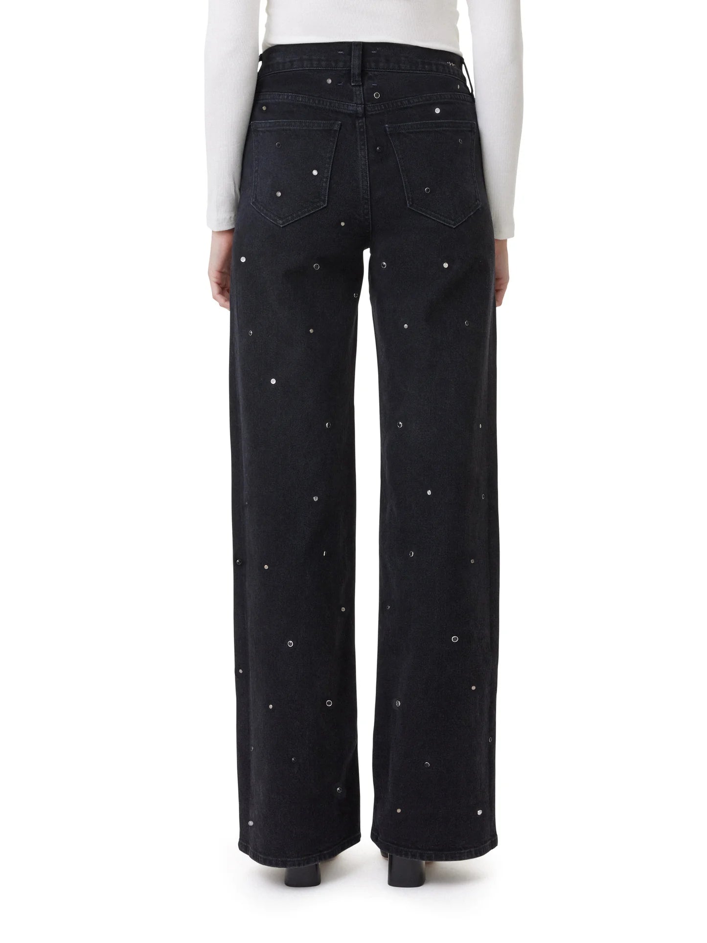 Wide Leg Grommet Jeans