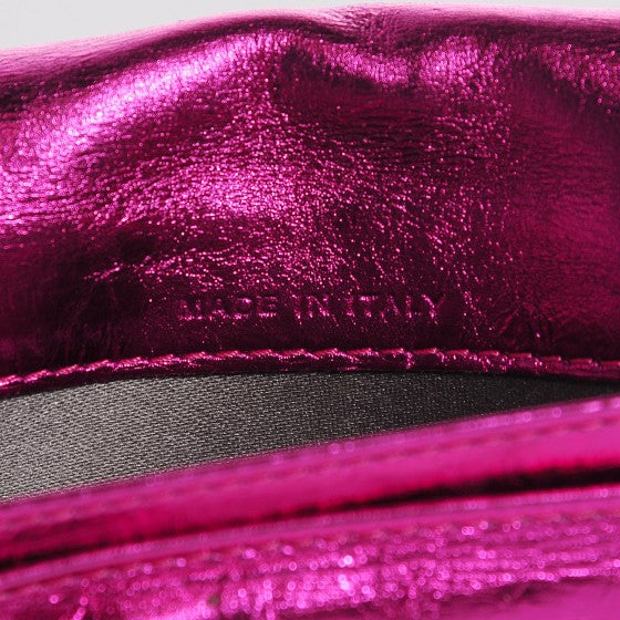 Pink Chanel Metallic Foil calfskin Leather Bow long wallet