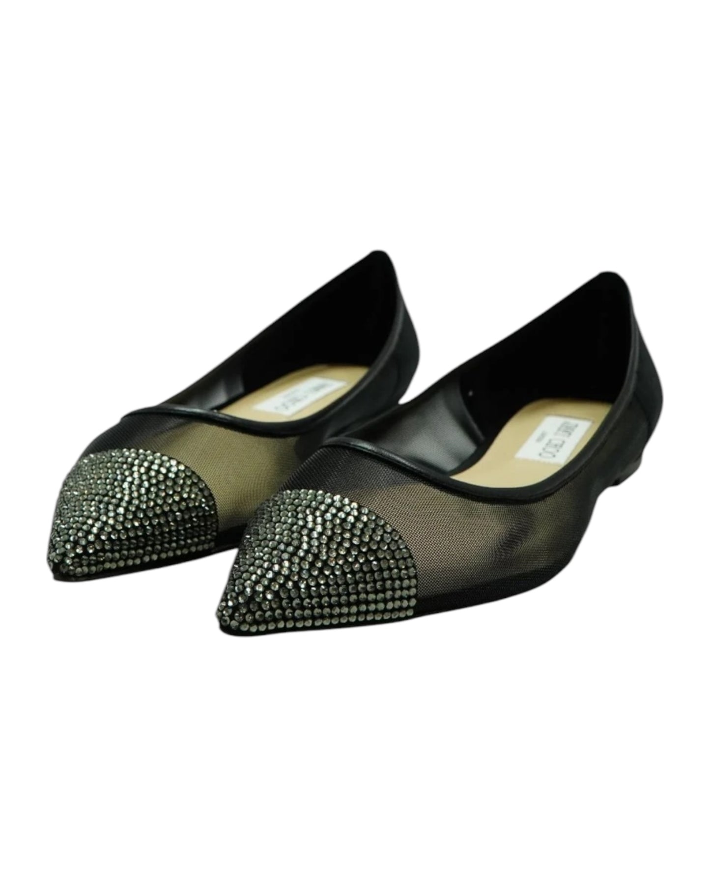 Jimmy Choo Amika Flats in Black Mesh and Rhinestones Strass Shoes
Jimmy Choo